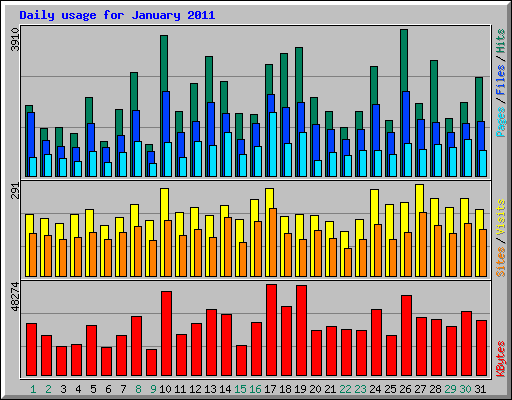 Daily usage for January 2011