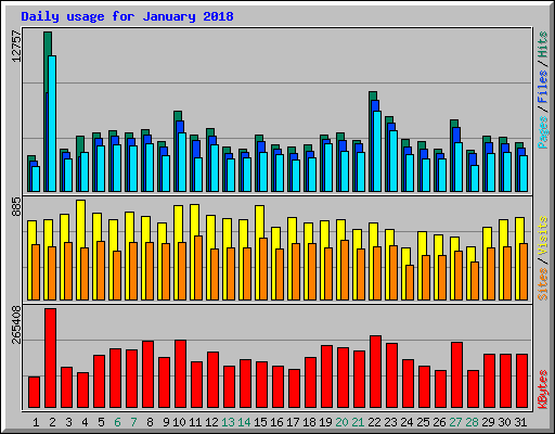 Daily usage for January 2018