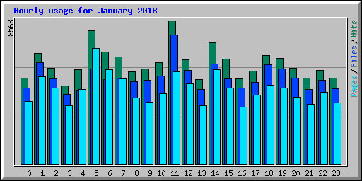 Hourly usage for January 2018